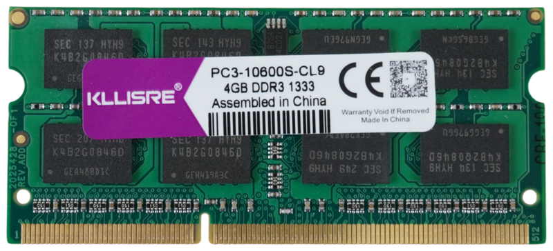 Оперативная память для ноутбуков SO-DIMM, KLLISRE, PC3-10600S-CL9, DDR3 4 GB(1х4 GB), 1333 MHz