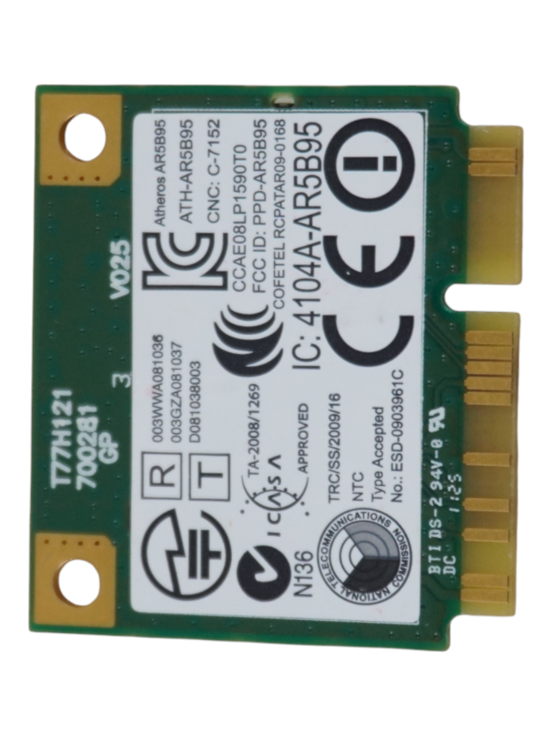 Wi-Fi модуль для ноутбука, Qualcomm, DW1502 (AR9285), Mini PCIe